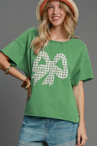 Mineral Washed Ribbon Lace Top - Green