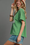 Mineral Washed Ribbon Lace Top - Green