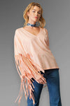 Fringe Star Print Poncho Top - Peach