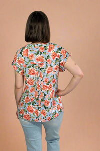Short Sleeve Lizzy Top - Blue Floral