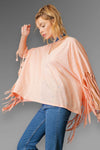 Fringe Star Print Poncho Top - Peach