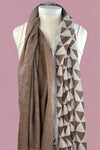 Brown Half Pattern And Solid Scarf
