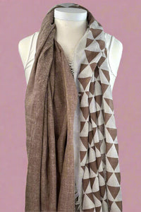 Brown Half Pattern And Solid Scarf