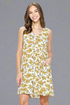 Floral Dress With Pockets - Beige