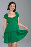 Ruched Short Sleeve Mini Dress - Green