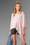 Fringe Star Print Poncho Top - Pink