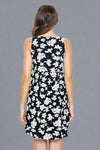 Floral Dress With Pockets - Black