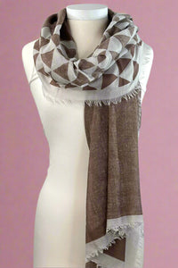 Brown Half Pattern And Solid Scarf
