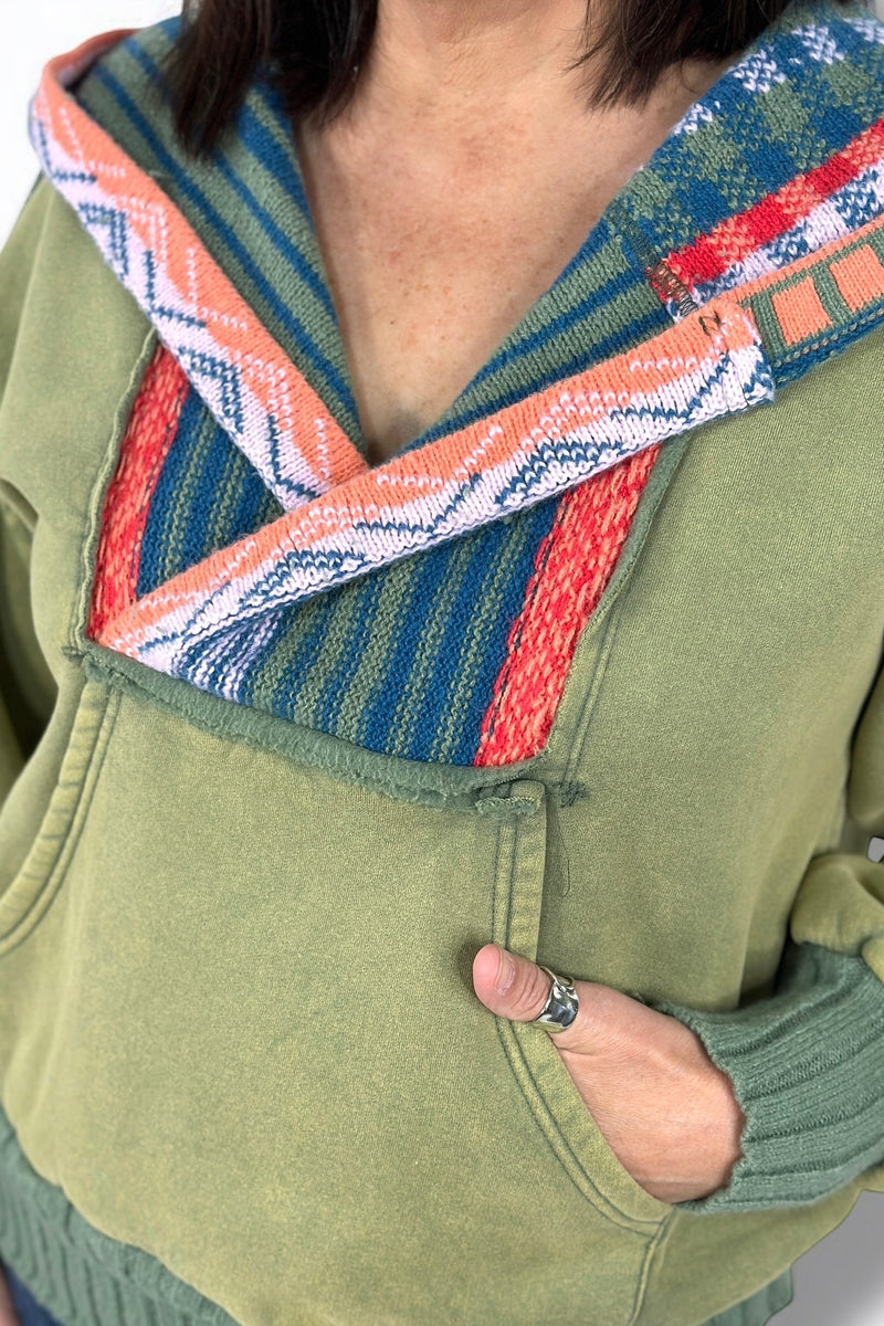 Multi Color Hoodie - Sage