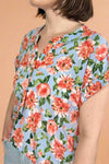 Short Sleeve Lizzy Top - Blue Floral