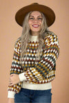 Multicolor Hexagon Knit Sweater Mustard