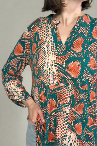 Lizzy Top - Teal Snake