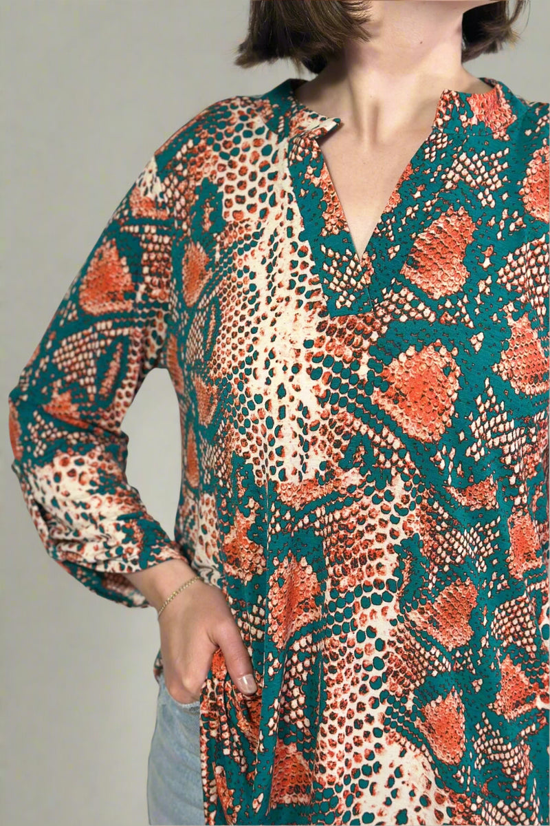 Lizzy Top - Teal Snake