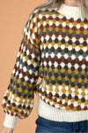 Multicolor Hexagon Knit Sweater Mustard