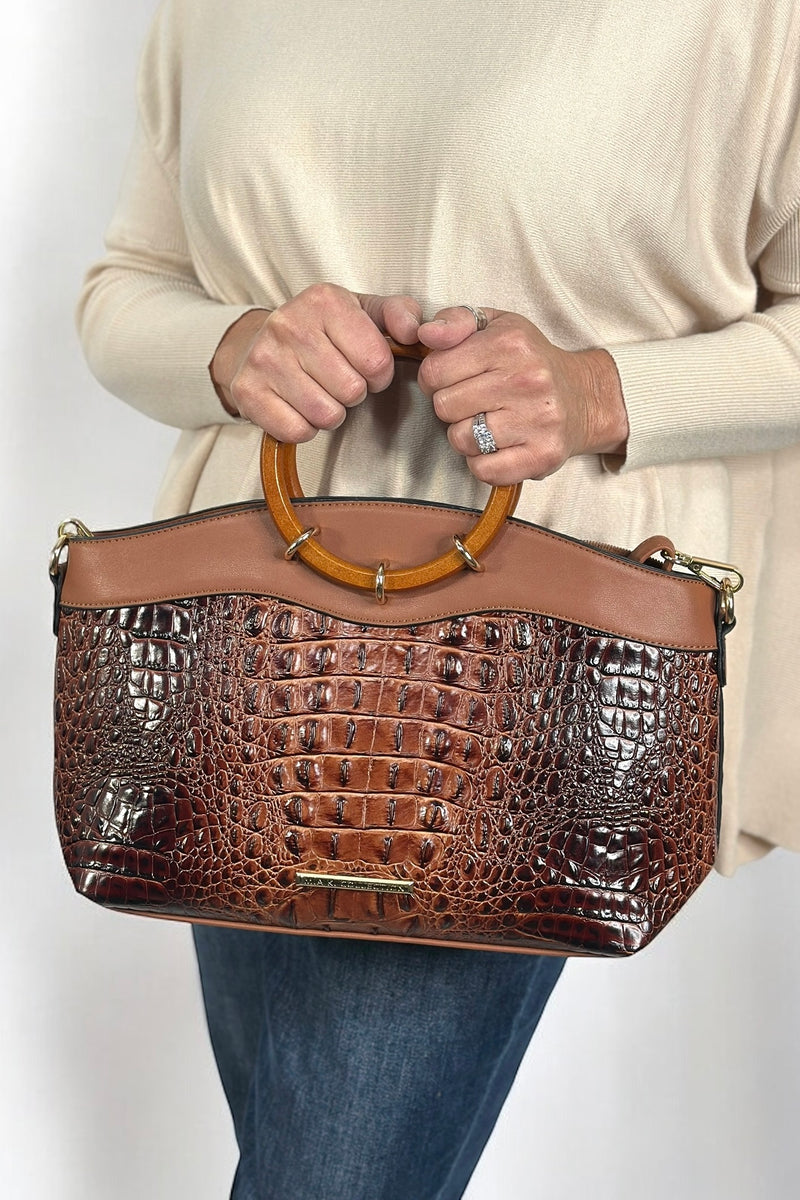 Phoebe Faux Crocodile Tote