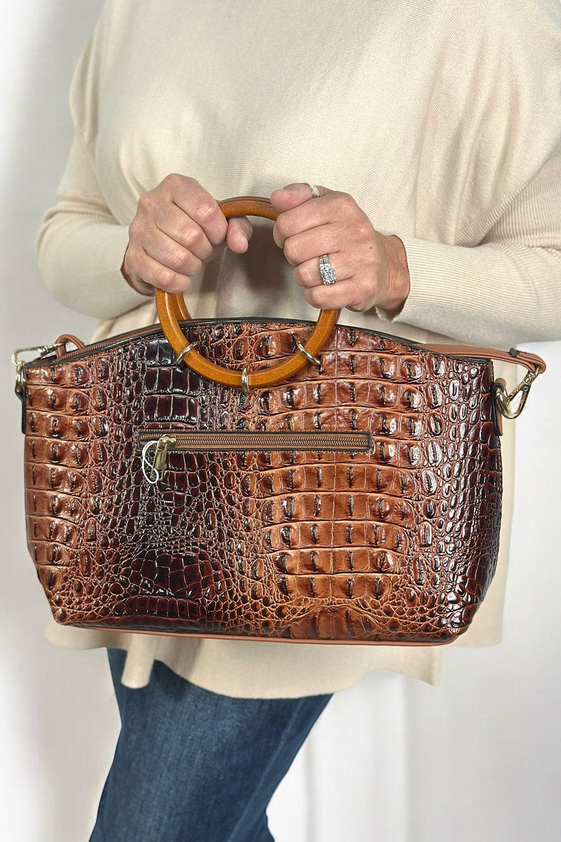 Phoebe Faux Crocodile Tote