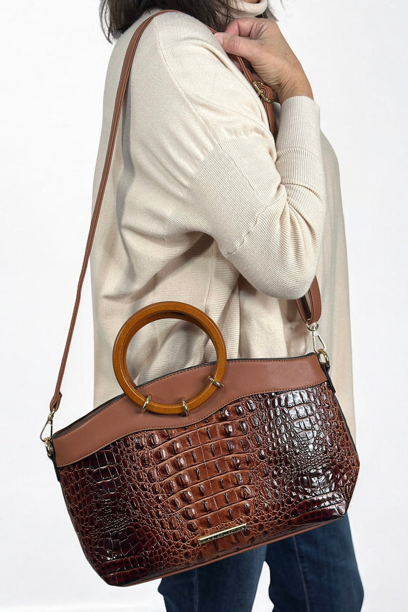 Phoebe Faux Crocodile Tote
