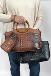 Phoebe Faux Crocodile Tote