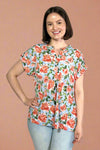 Short Sleeve Lizzy Top - Blue Floral