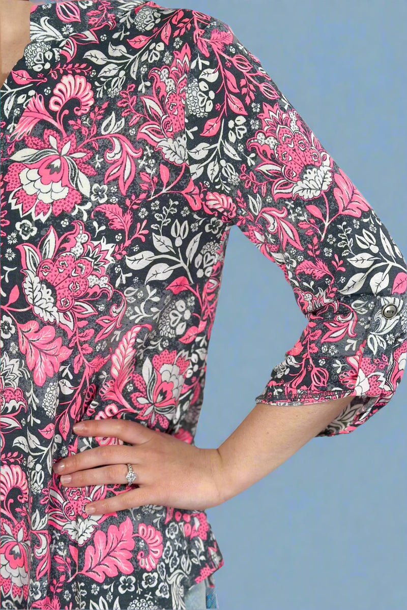 Lizzy Top - Charcoal Pink