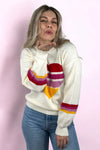 Color Block Heart Sweater Ivory