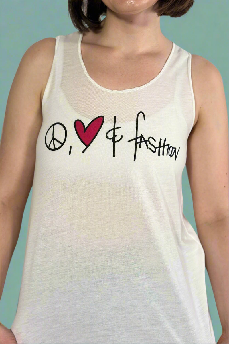 Peace Love Fashion Tank - White