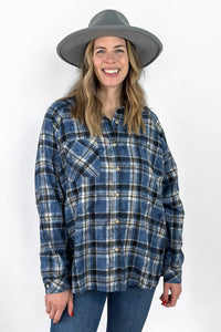 Laura Plaid Washed Flannel Blue