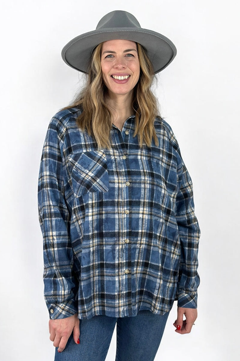 Laura Plaid Washed Flannel Blue