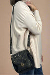 Golden Accents Cork Crossbody Bag - Black
