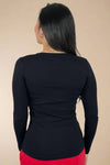 V-Neck Long Sleeve Tee Black