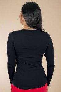 V-Neck Long Sleeve Tee Black