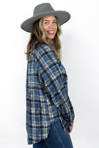 Laura Plaid Washed Flannel Blue