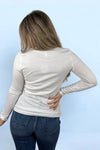 V-Neck Long Sleeve Tee White