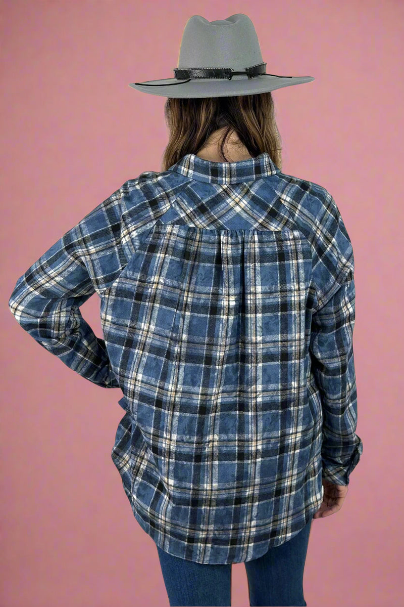 Laura Plaid Washed Flannel Blue