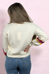 Color Block Heart Sweater Ivory