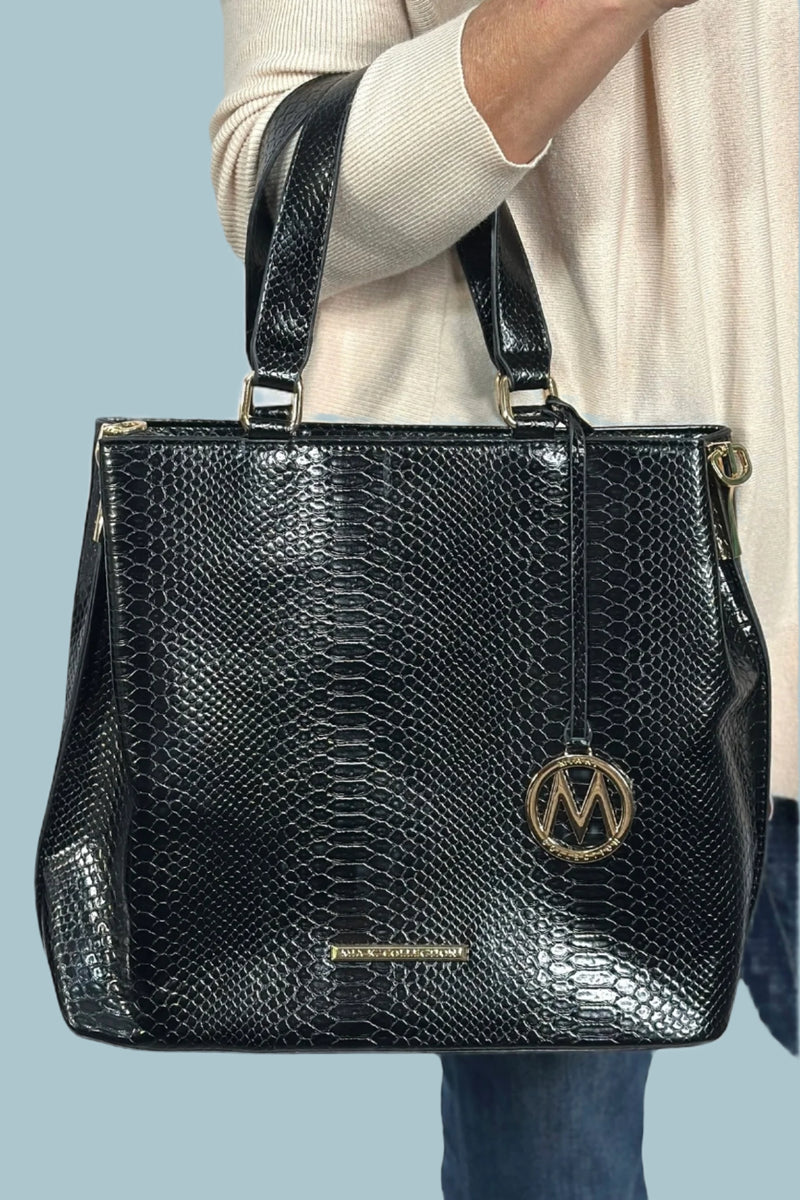Beryl Snake Embossed Tote Bag