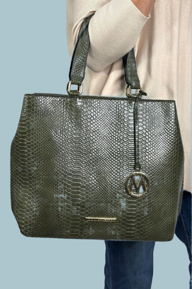 Beryl Snake Embossed Tote Bag