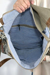 Handprinted Canvas and Hide Crossbody