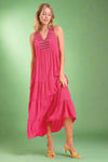 Tiered Sleeveless Maxi Dress - Hot Pink