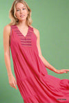 Tiered Sleeveless Maxi Dress - Hot Pink