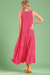 Tiered Sleeveless Maxi Dress - Hot Pink