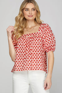 Short Sleeve Puff Heart Top