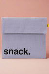 A reusable, Velcro closure snack bag in the color lavender.