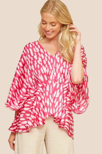 Peplum Cut Top Pink Splash
