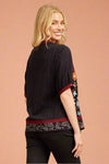 Mandarin Collar Embroiderd Top Black