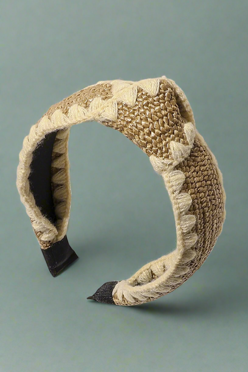 Woven Knotted Headband - Coffee