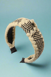 Woven Knotted Headband - Beige Black