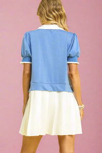 Luxeknit Half Zip Mini Dress - Blue