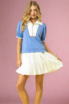Luxeknit Half Zip Mini Dress - Blue