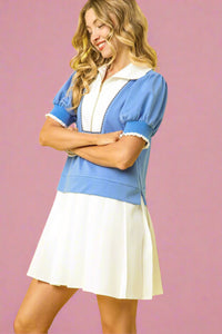 Luxeknit Half Zip Mini Dress - Blue